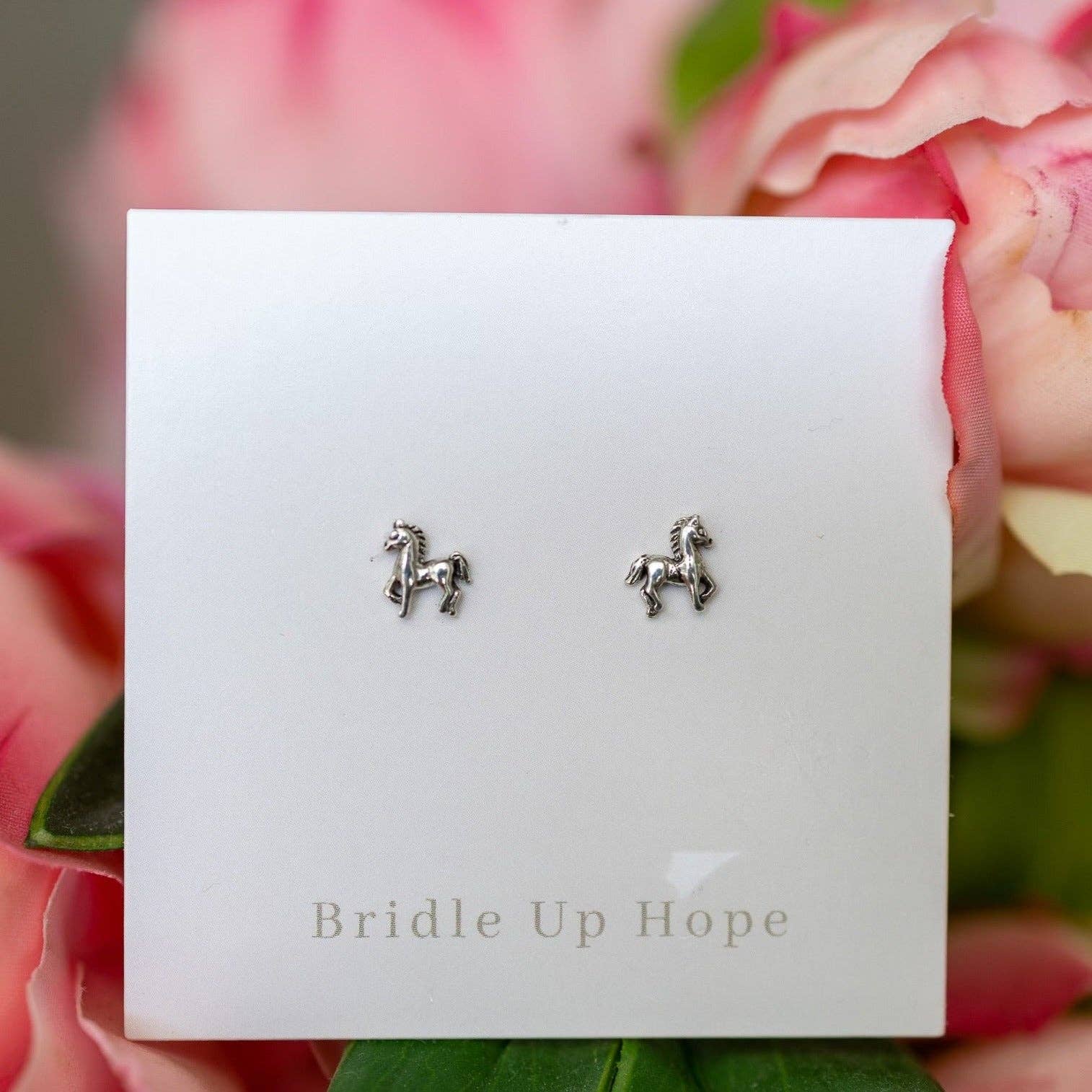 Silver horse earrings