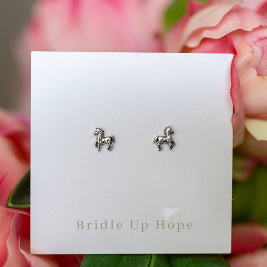 Silver horse earrings