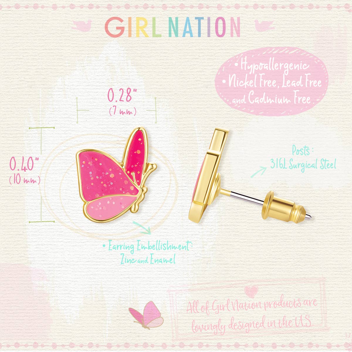 Pink Butterflies earrings