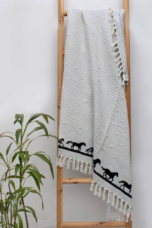 AWST Int'l Cotton Throw Horses: 50" x 60"