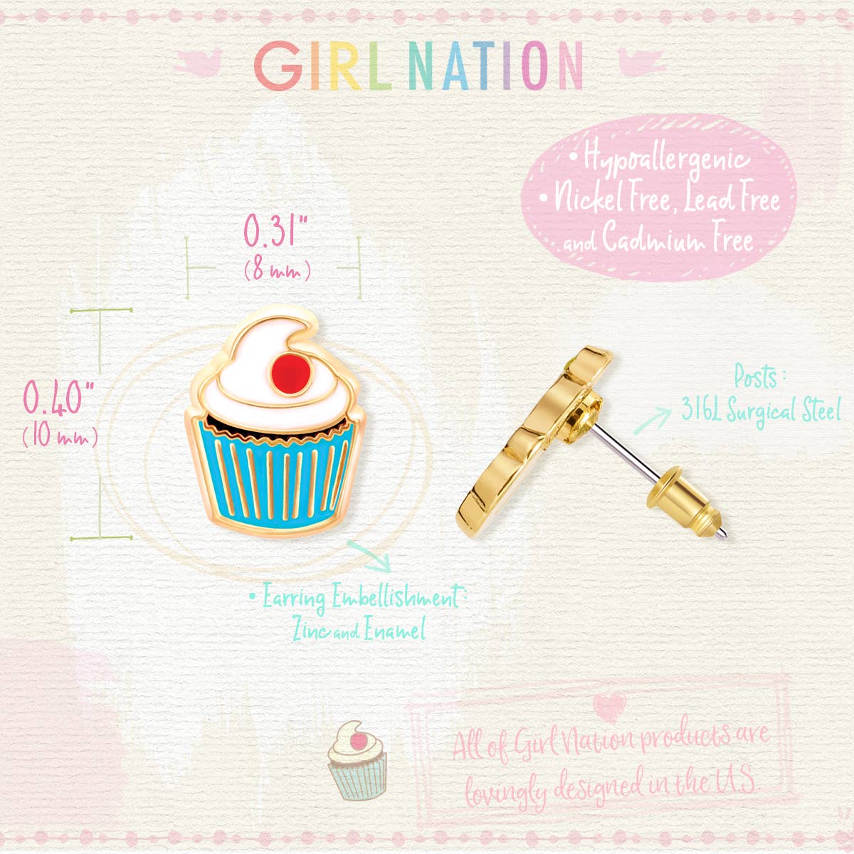 Cupcake stud earrings