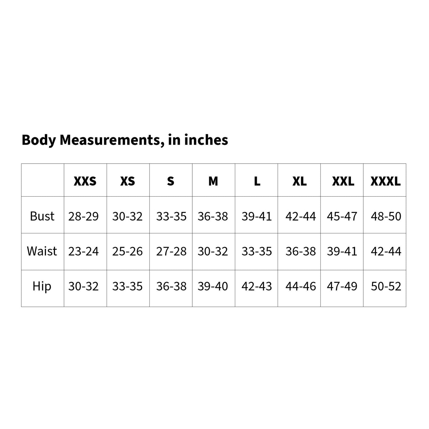 Breeches size chart