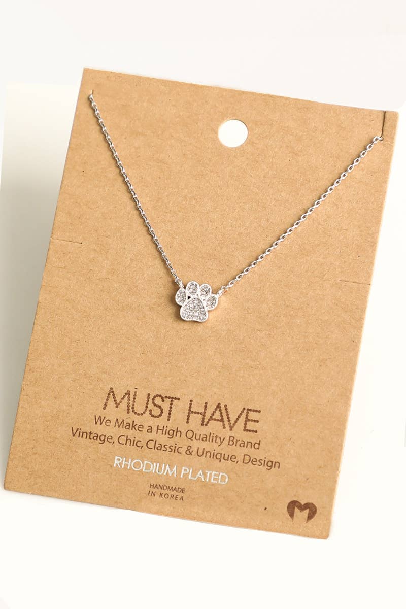 Silver Dog Paw Necklace