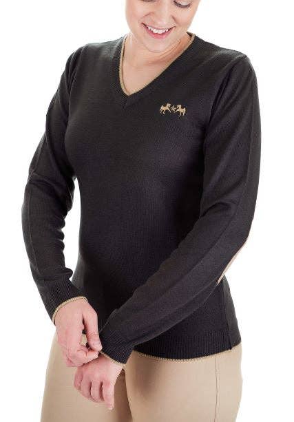 Equine Couture Morgan V-Neck Sweater: Charcoal