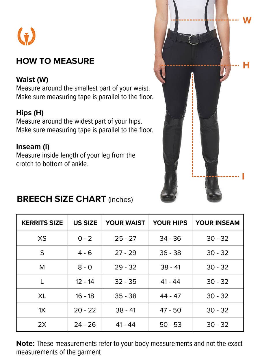 show breeches size chart