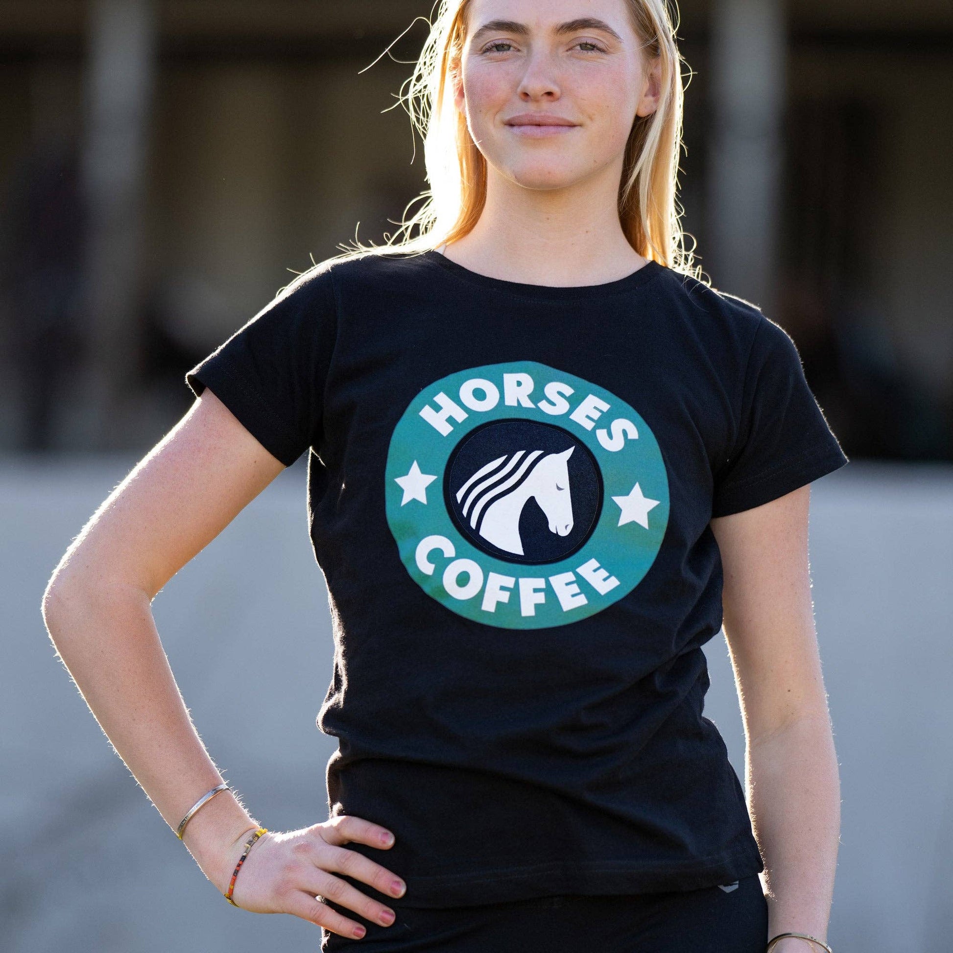horses and coffee t-shirt