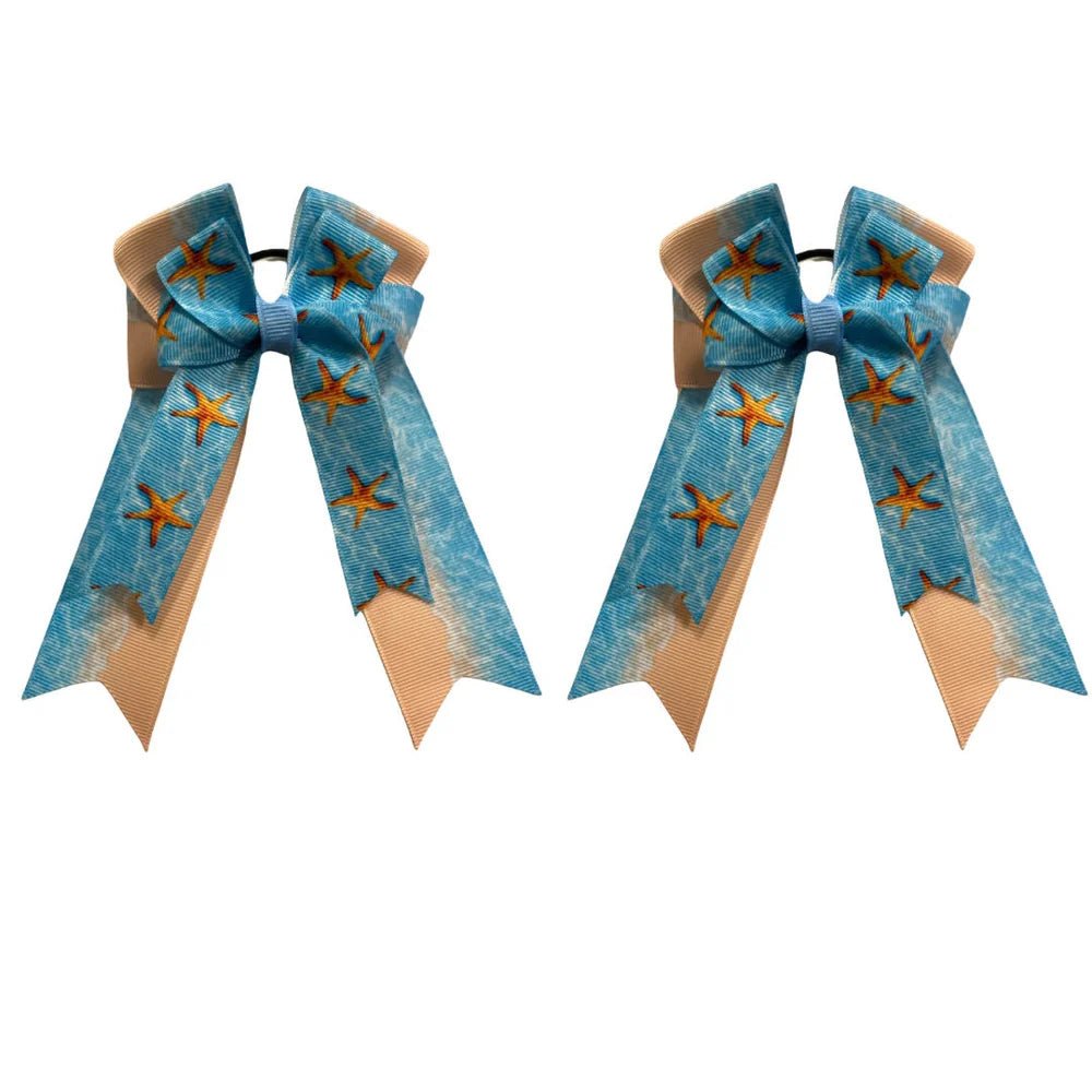 Blue seashell equestrian bows