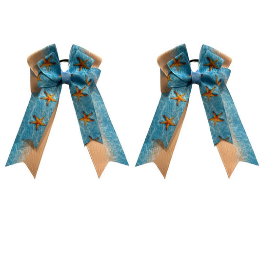 Blue seashell equestrian bows