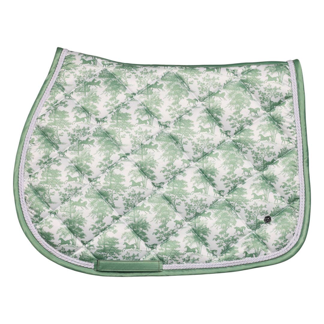 Dapplebay Equestrian Toile Jump Saddle Pad-Green/White: Full