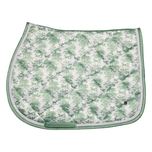 Dapplebay Equestrian Toile Jump Saddle Pad-Green/White: Full