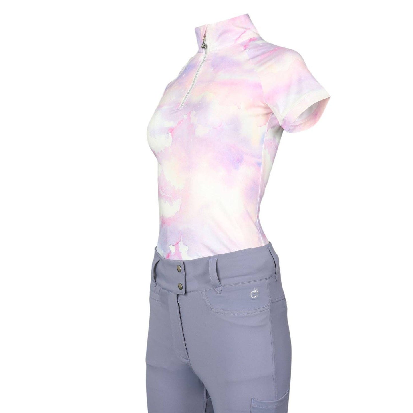 Dapplebay Lavender Haze 1/4 Zip Light Riding Top-Short Sleeve: Lavender