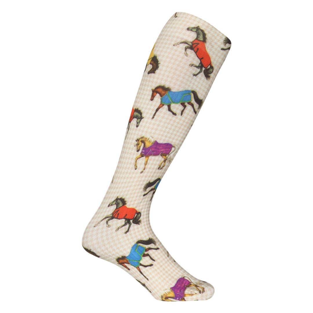 AWST Int'l Lila Horses in Blankets Equestrian Boot Socks