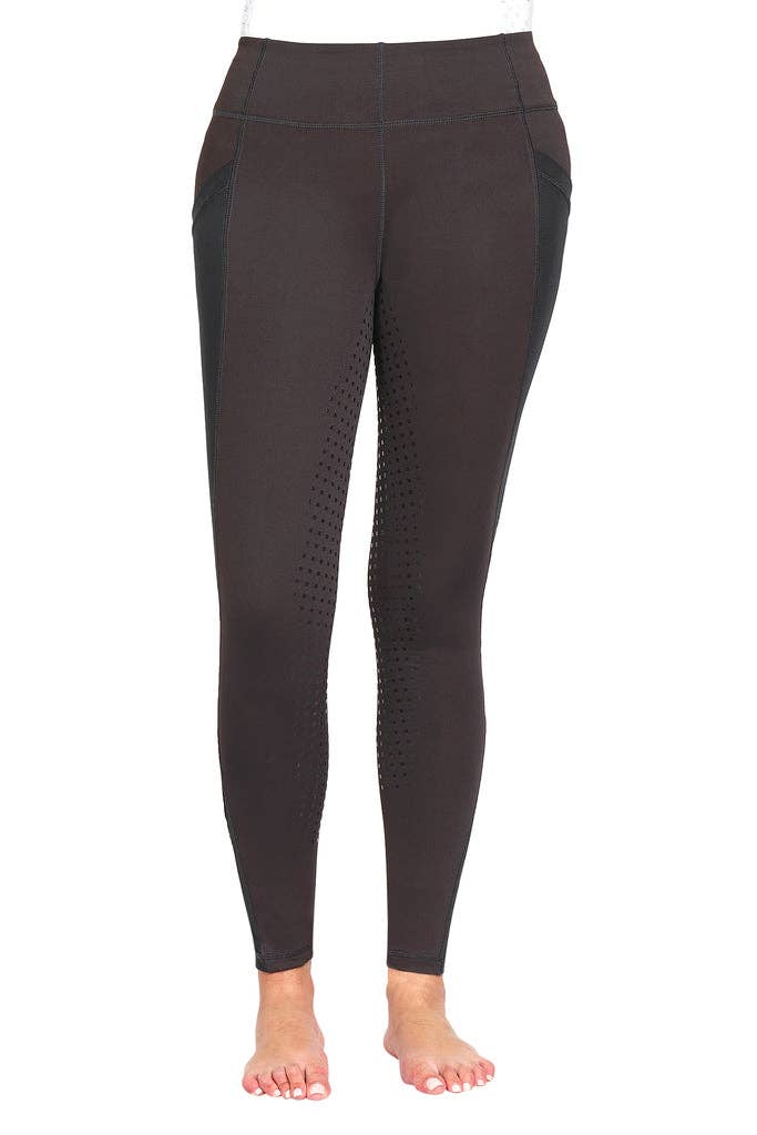 TuffRider Ladies Minerva EquiCool Full Seat Tights: Charcoal