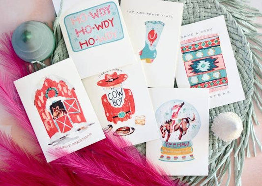 Western Cowgirl Christmas Holiday Card Set