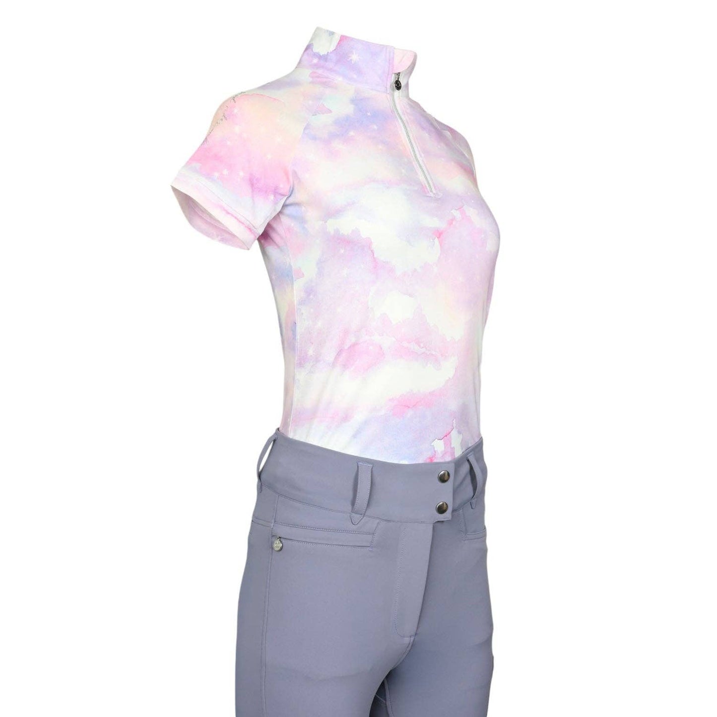 Dapplebay Lavender Haze 1/4 Zip Light Riding Top-Short Sleeve: Lavender