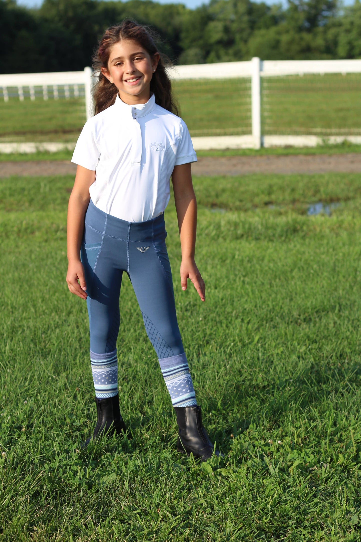Equine Couture Children's Cara Short Sleeve Show Shirt: White