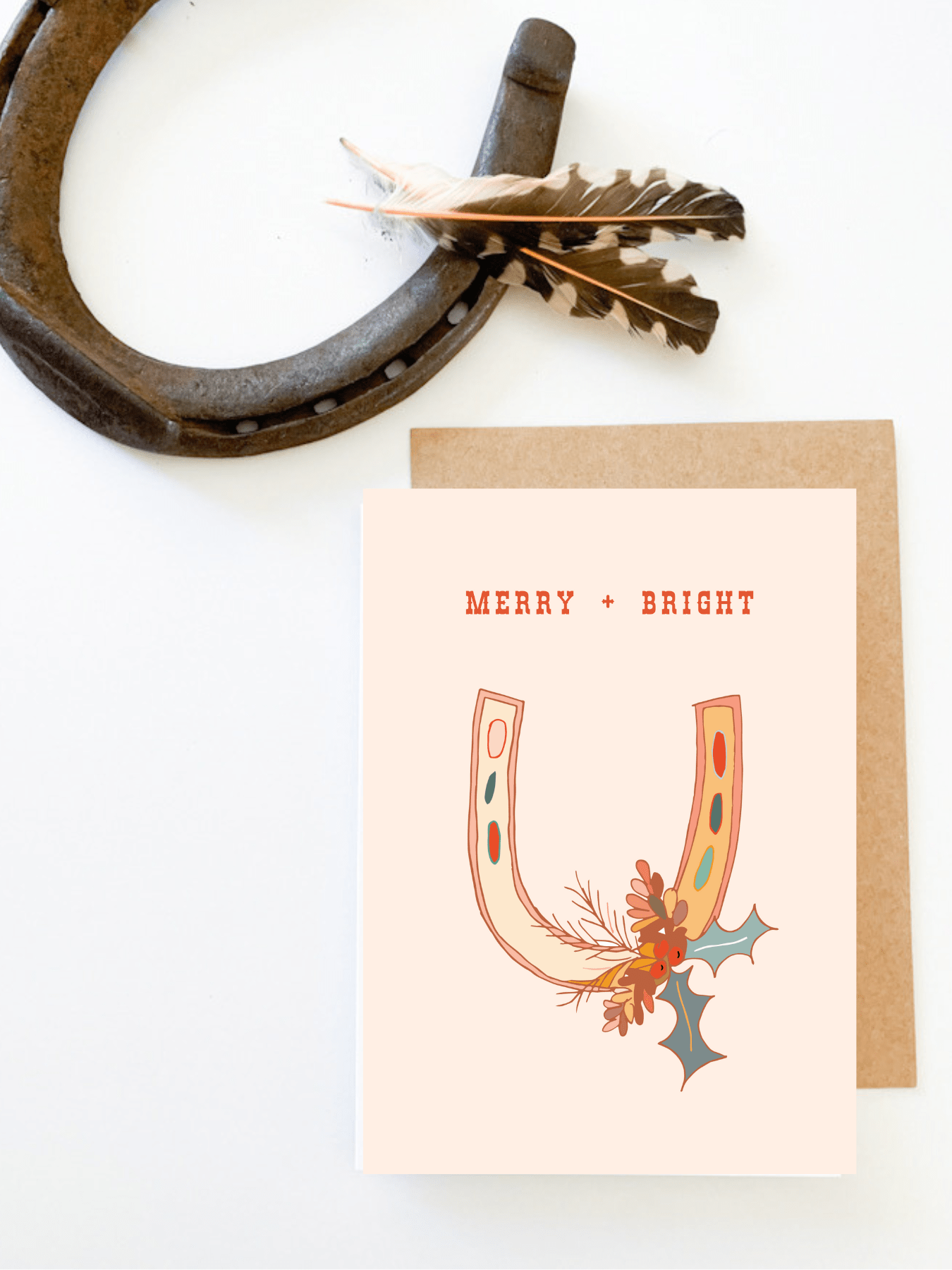 Merry Christmas Holiday "Merry and Bright" Western Horseshoe