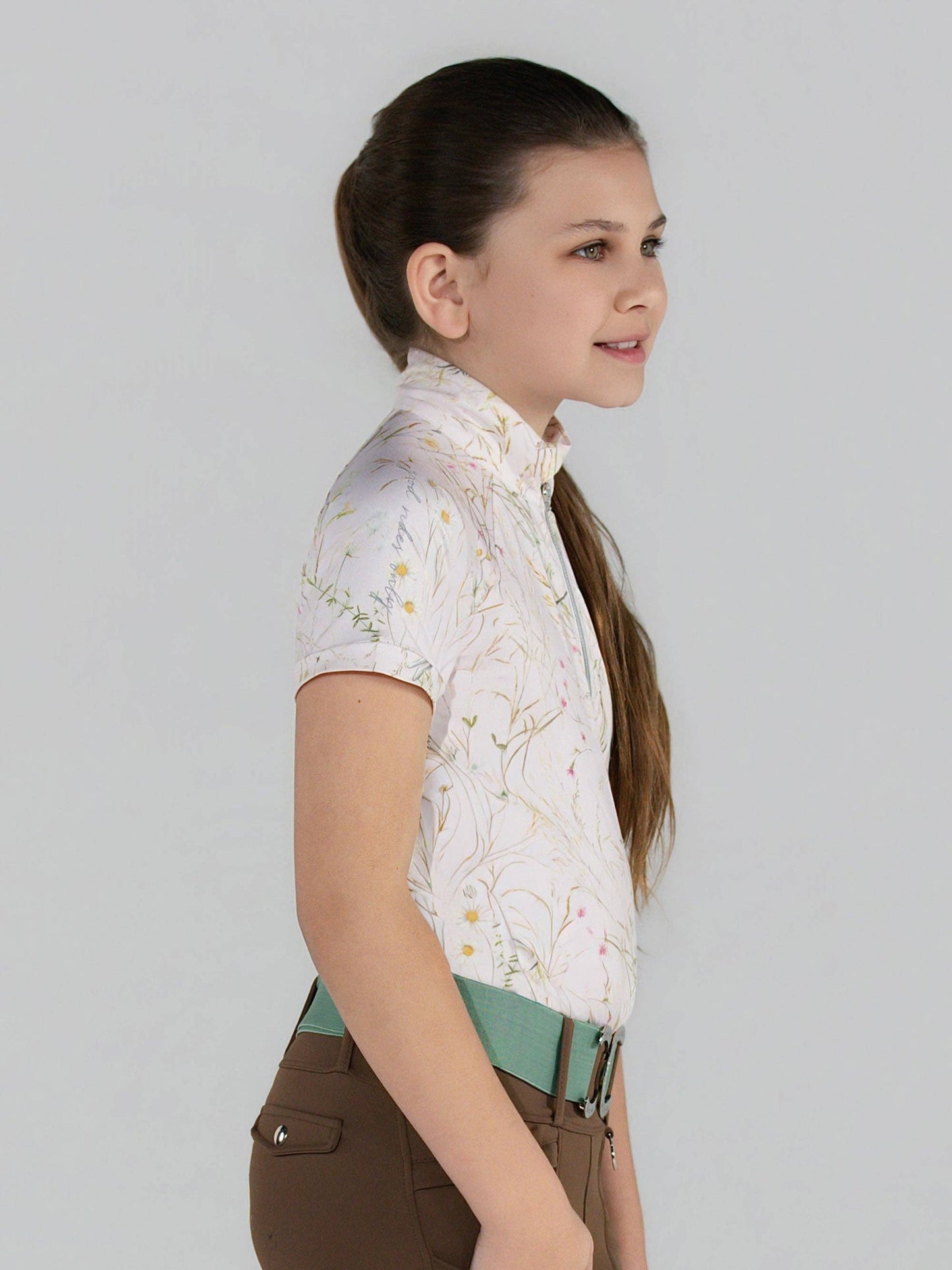 Dapplebay Kids Dragonfly Meadow 1/4 Zip SS Riding Top-Light Pink