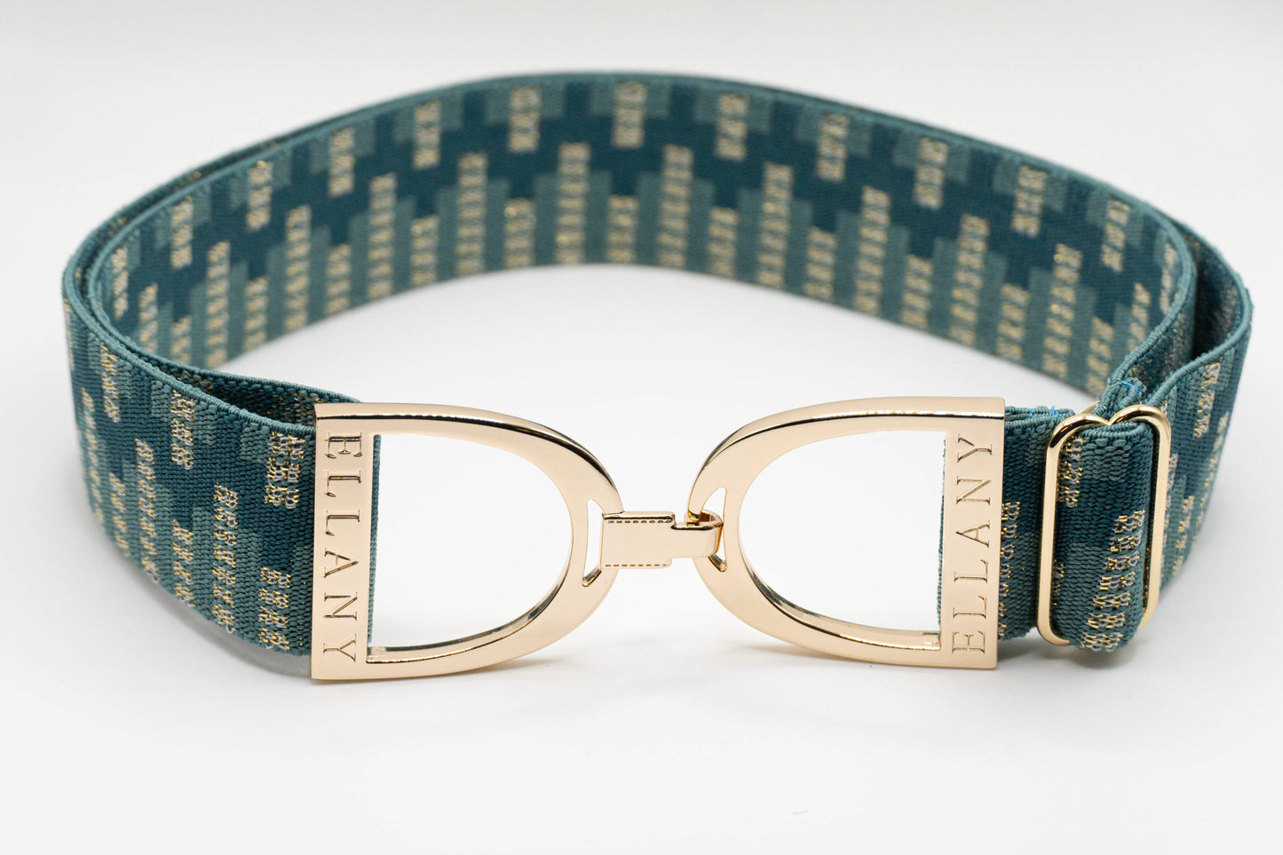 Teal Lyndon - 1.5" Gold Stirrup Elastic Belt
