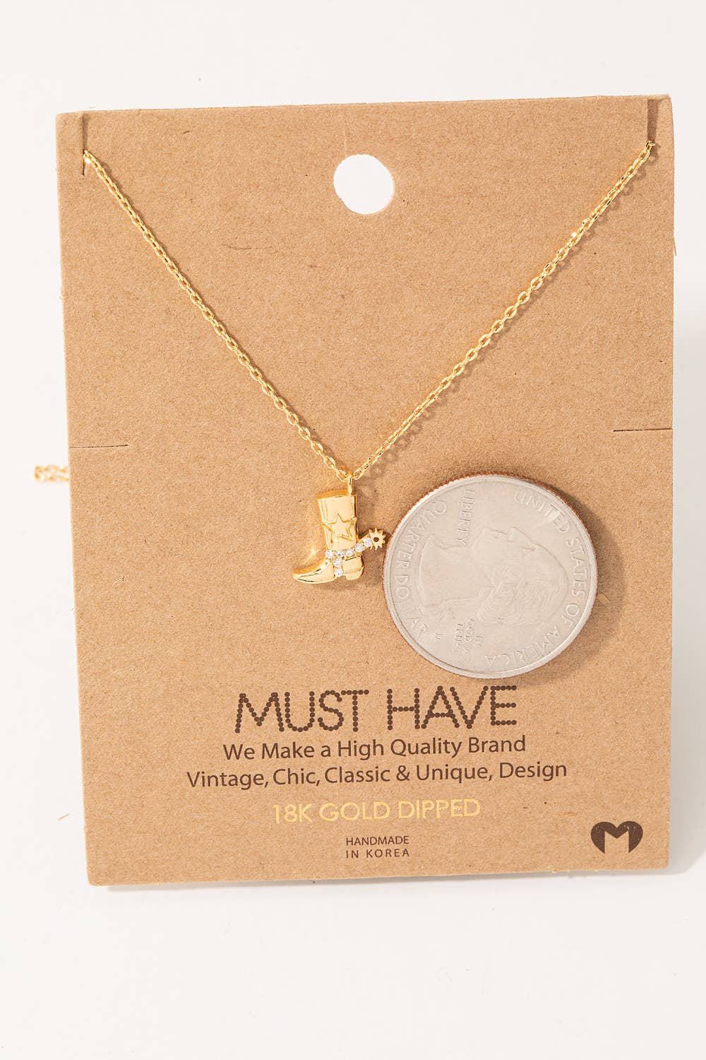 Cowboy Boots Pendant Necklace: Rose Gold