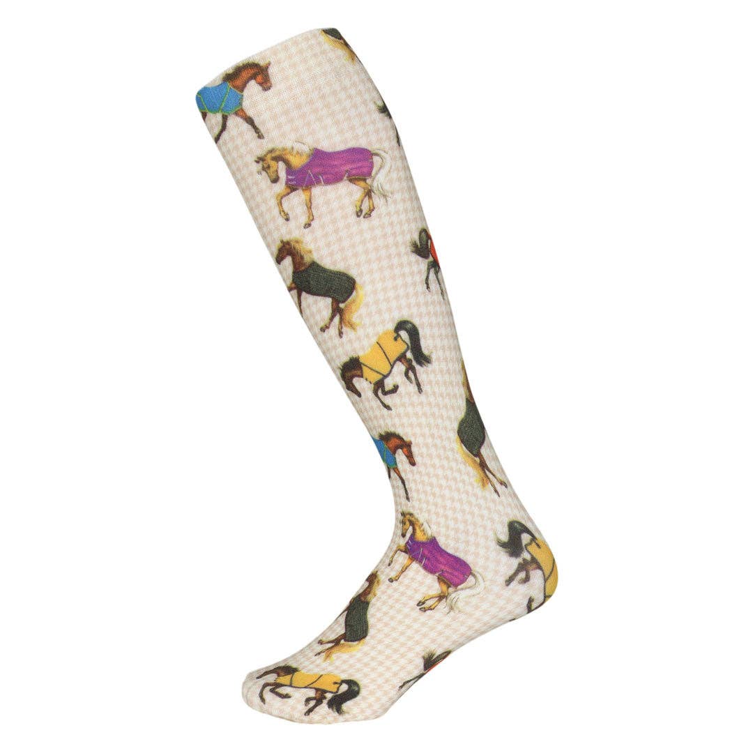 AWST Int'l Lila Horses in Blankets Equestrian Boot Socks