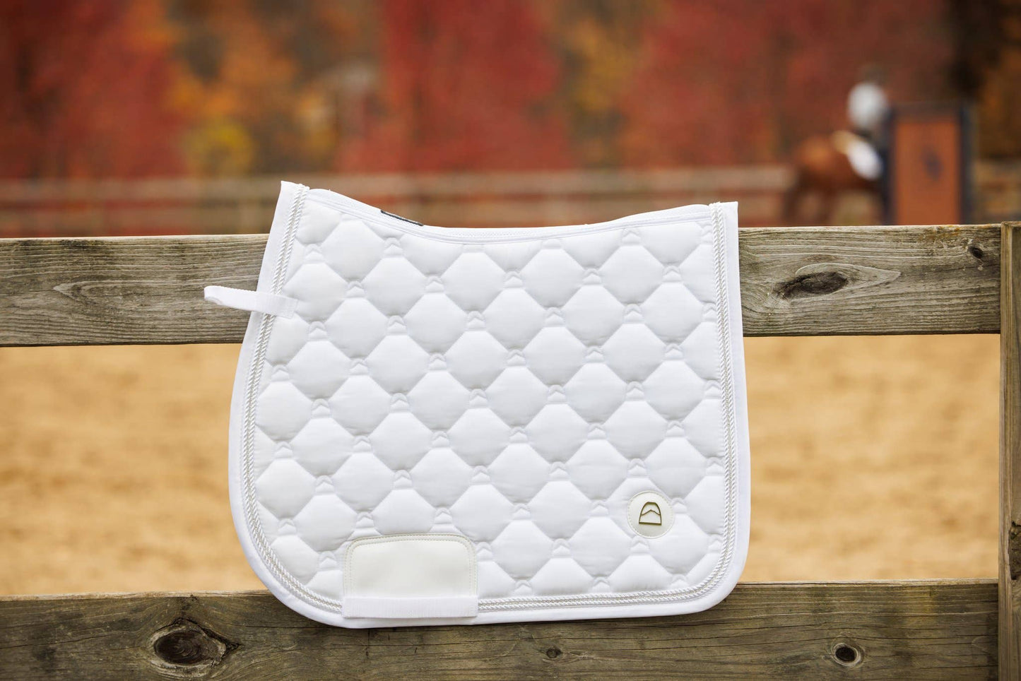 Gorgeous white dressage saddle pad with silver accents 