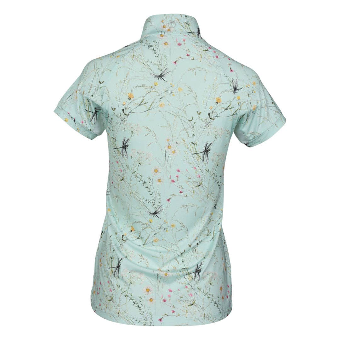 Dapplebay Dragonfly Meadow 1/4 Zip Riding Top - Short Sleeve: Green