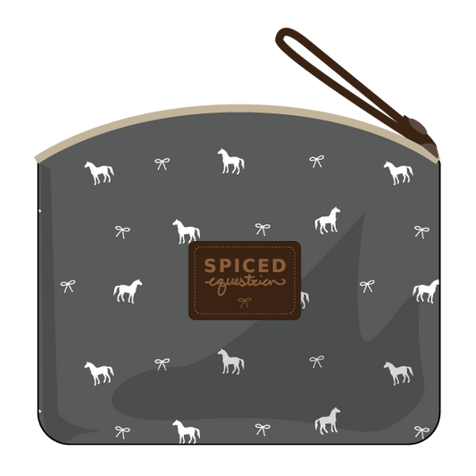Pony Print Makeup Bag: Grey