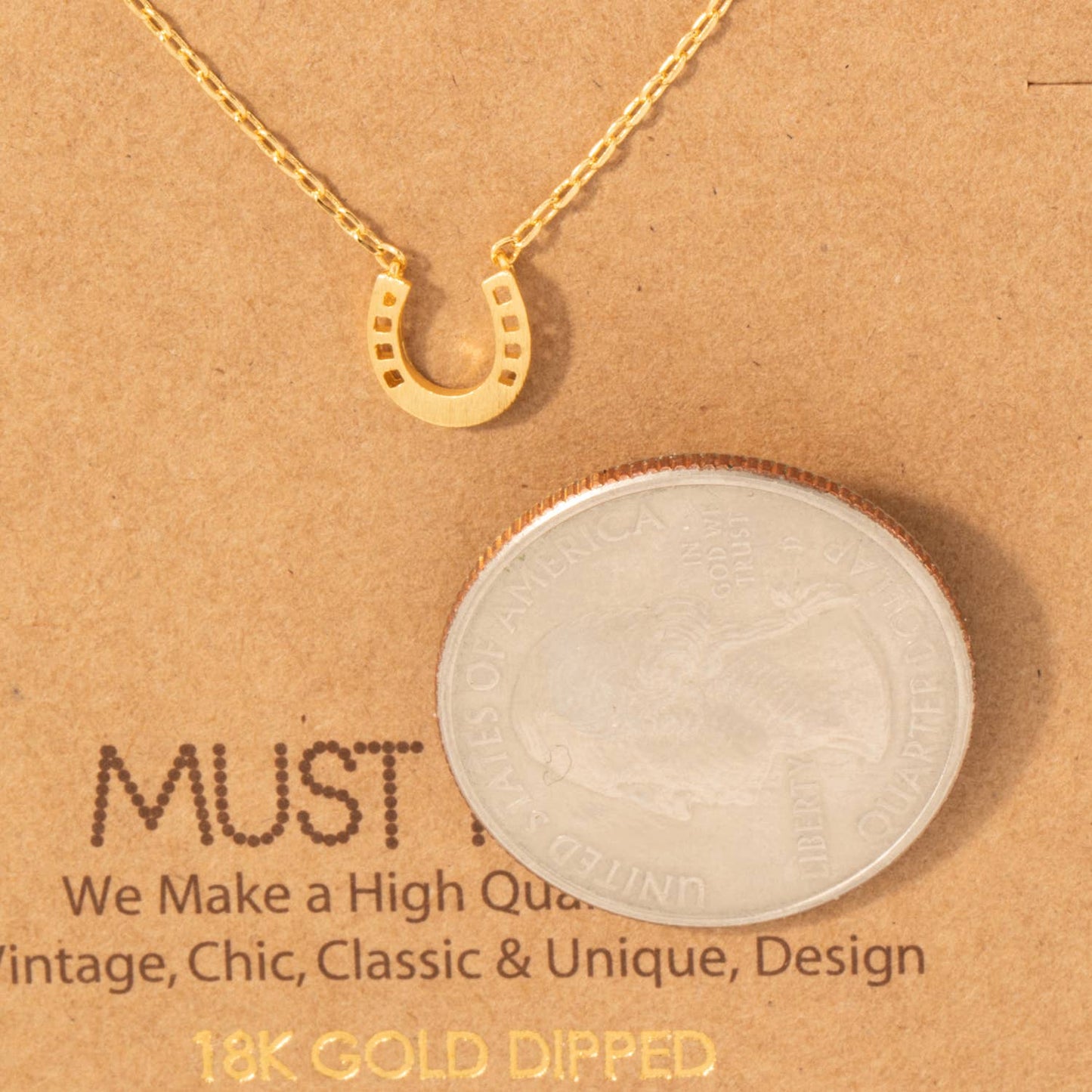 Mini Horseshoe Pendant Necklace: Silver