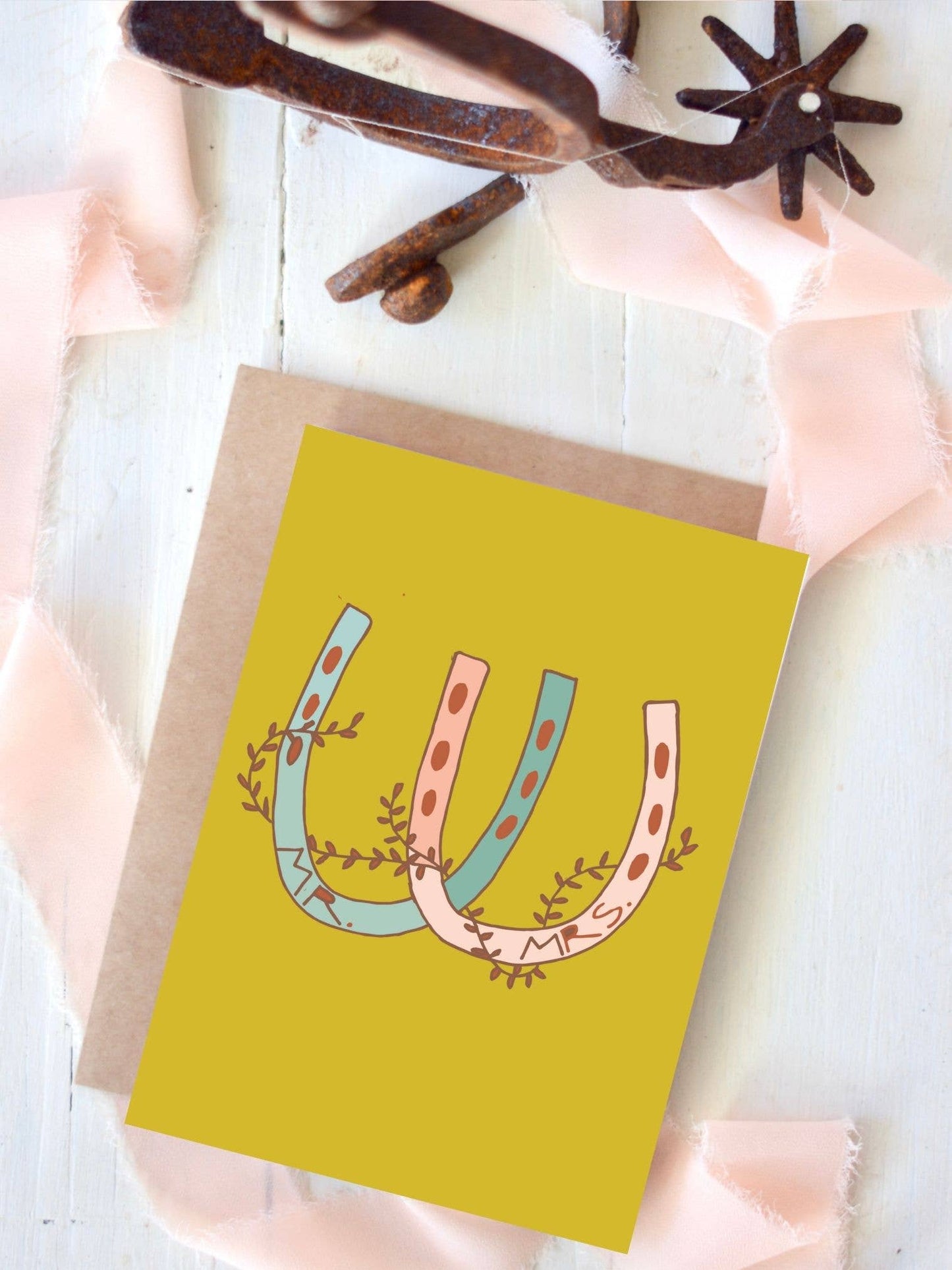 Horseshoe Mr & Mrs Wedding Card