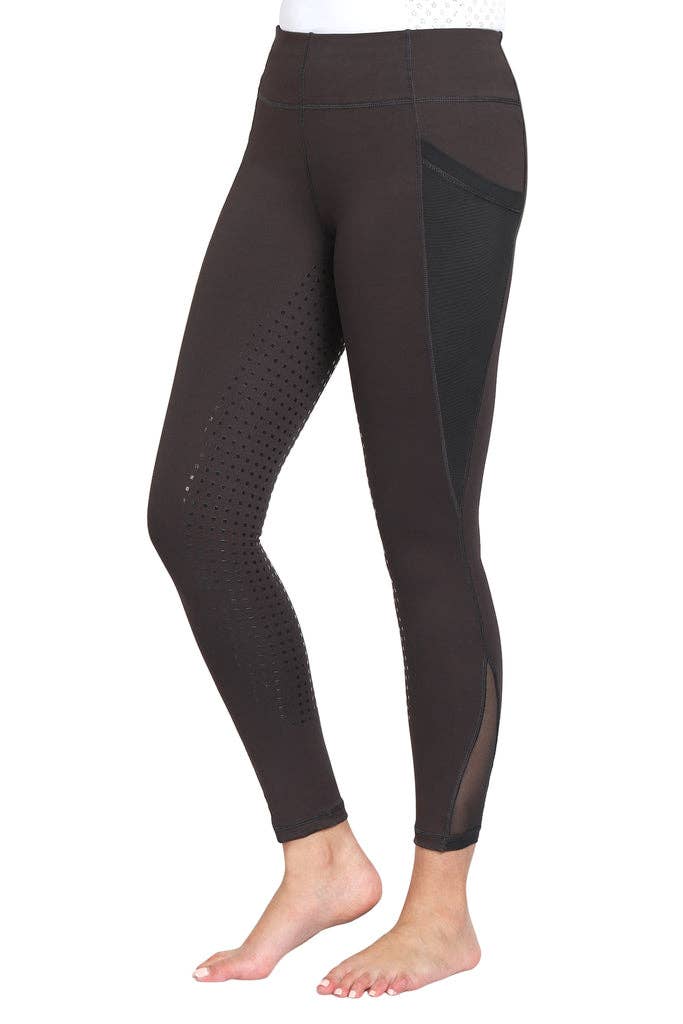 TuffRider Ladies Minerva EquiCool Full Seat Tights: Charcoal