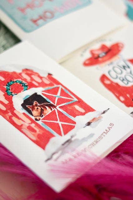 Western Cowgirl Christmas Holiday Card Set