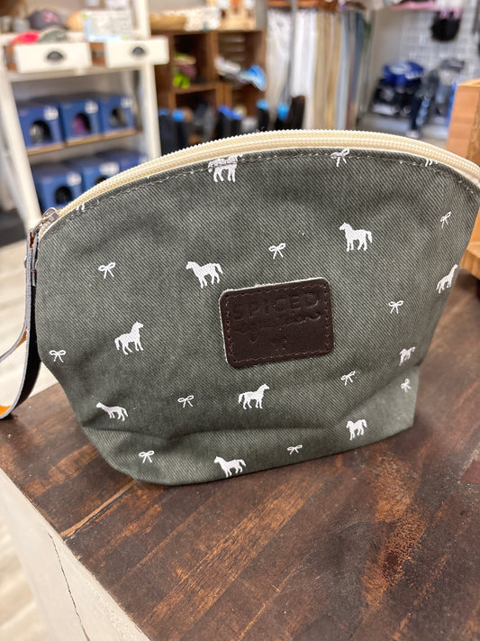 Pony Print Makeup Bag: Grey