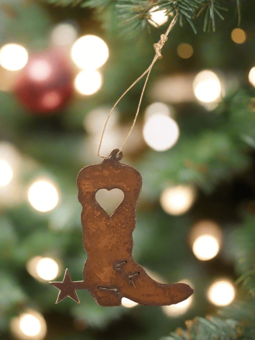 Cowboy Boot with Heart Ornament
