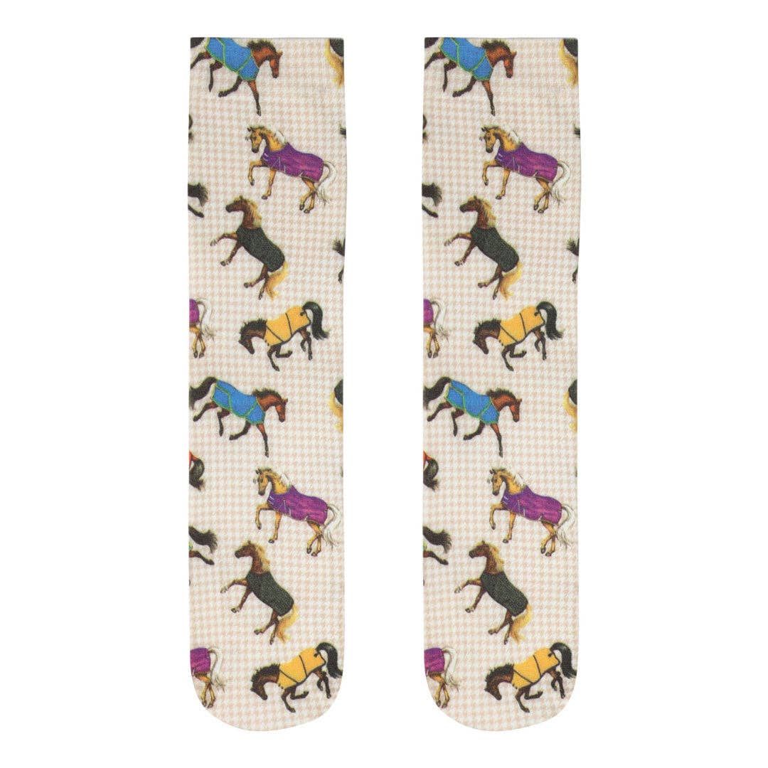 AWST Int'l Lila Horses in Blankets Equestrian Boot Socks