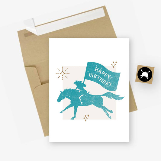 Happy Birthday equestrian card and envelope