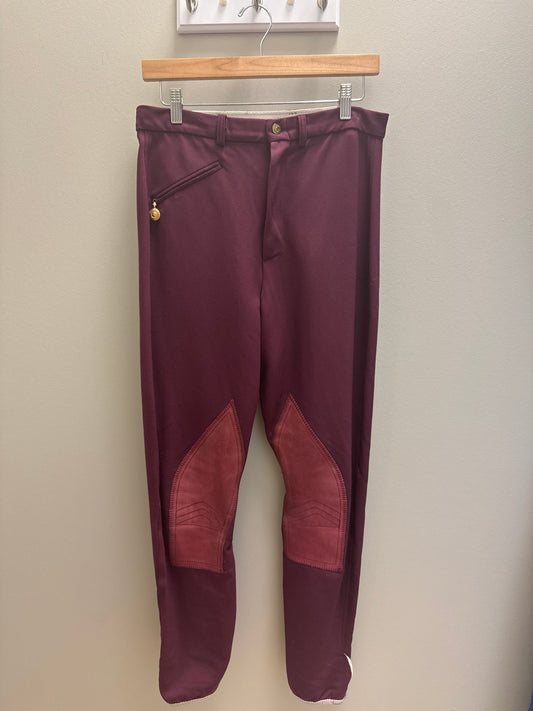 Maroon knee patch breeches