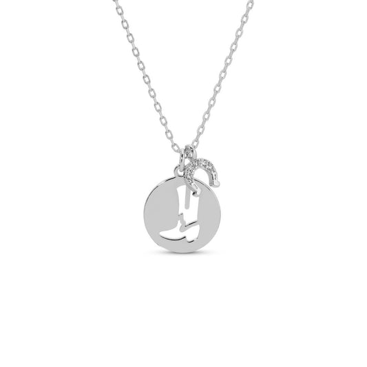Boot & Horseshoe Necklace: Silver