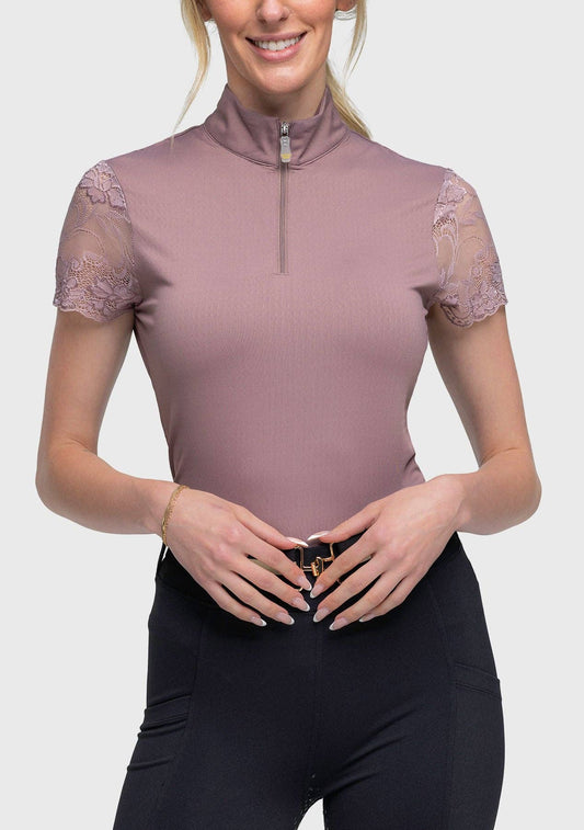 Galloon Lace Dusty Mauve Short Sleeve Sun Shirt
