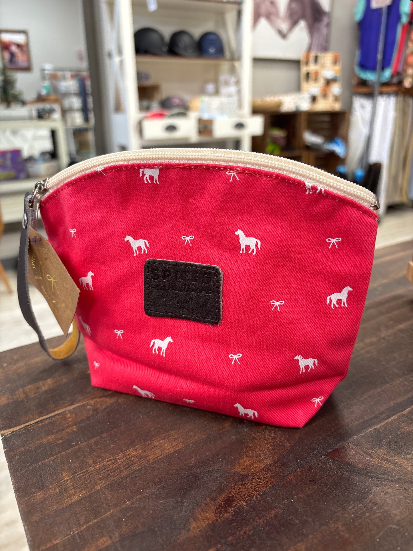 Pony Print Makeup Bag: Fuschia