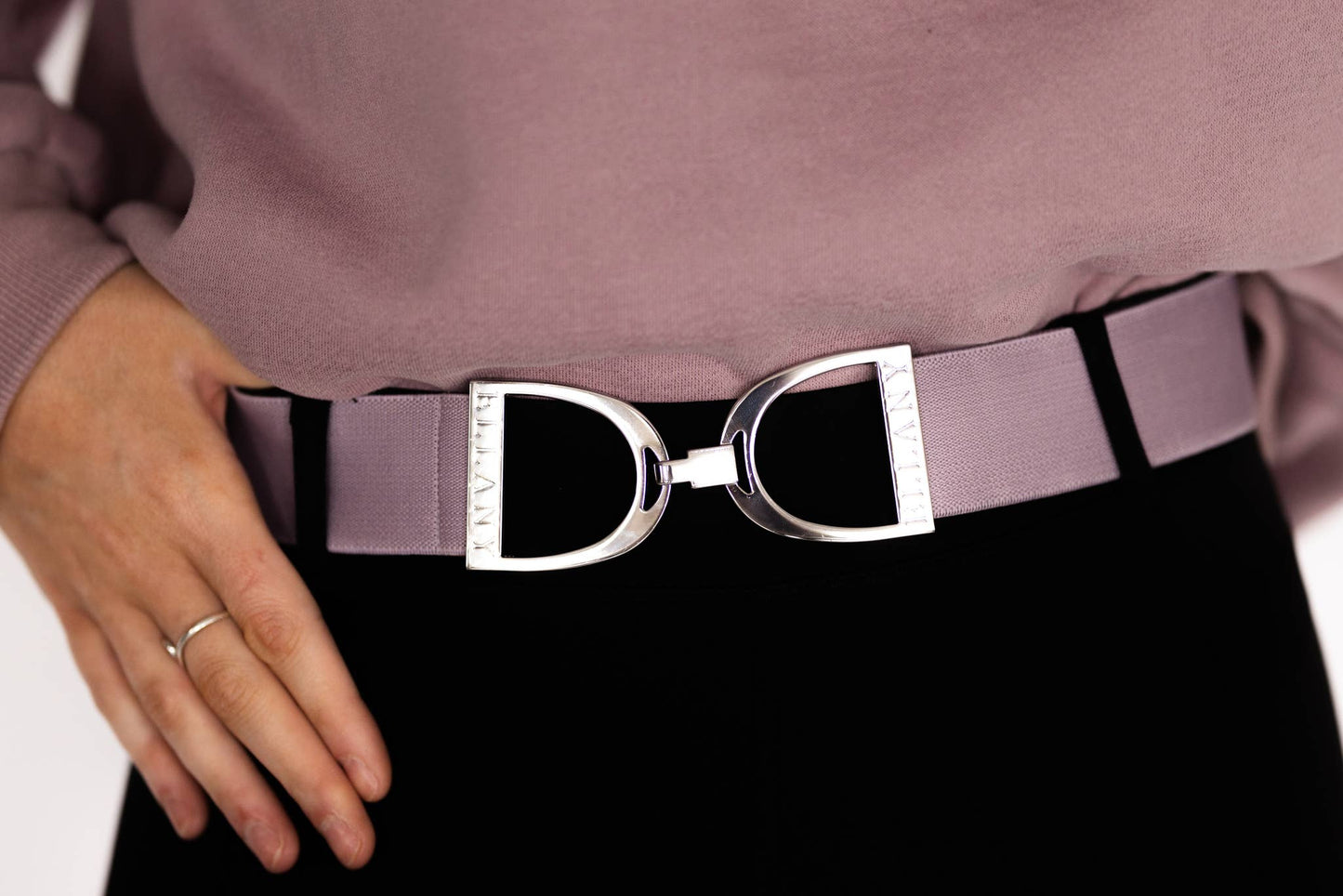 Lavender - 1.5" Silver Stirrup Equestrian Elastic Belt