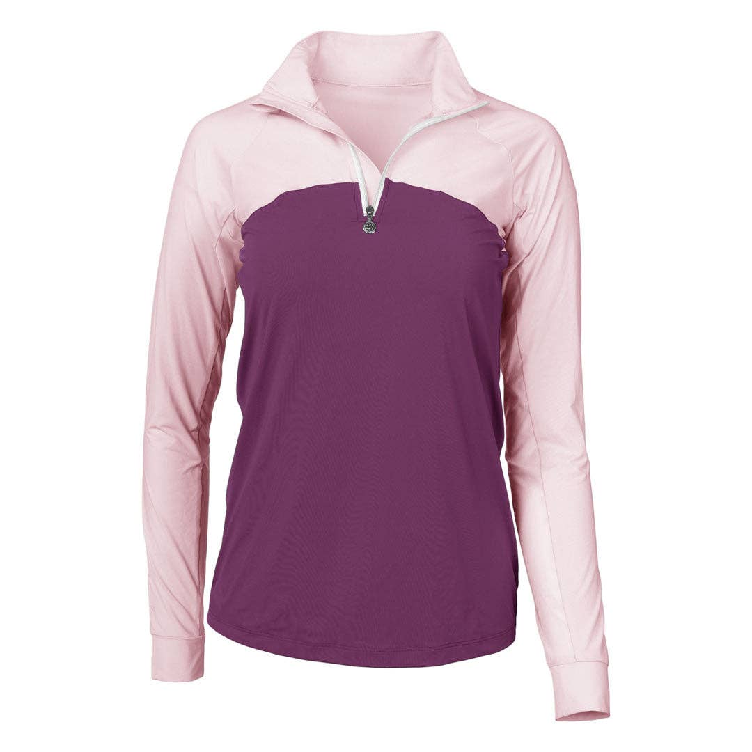 Dapplebay Lady 1/4 Zip Riding Top-Light Pink/Plum