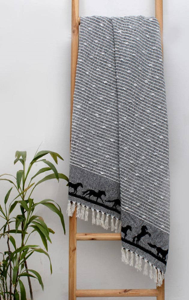 AWST Int'l Cotton Throw Horses: 50" x 60"