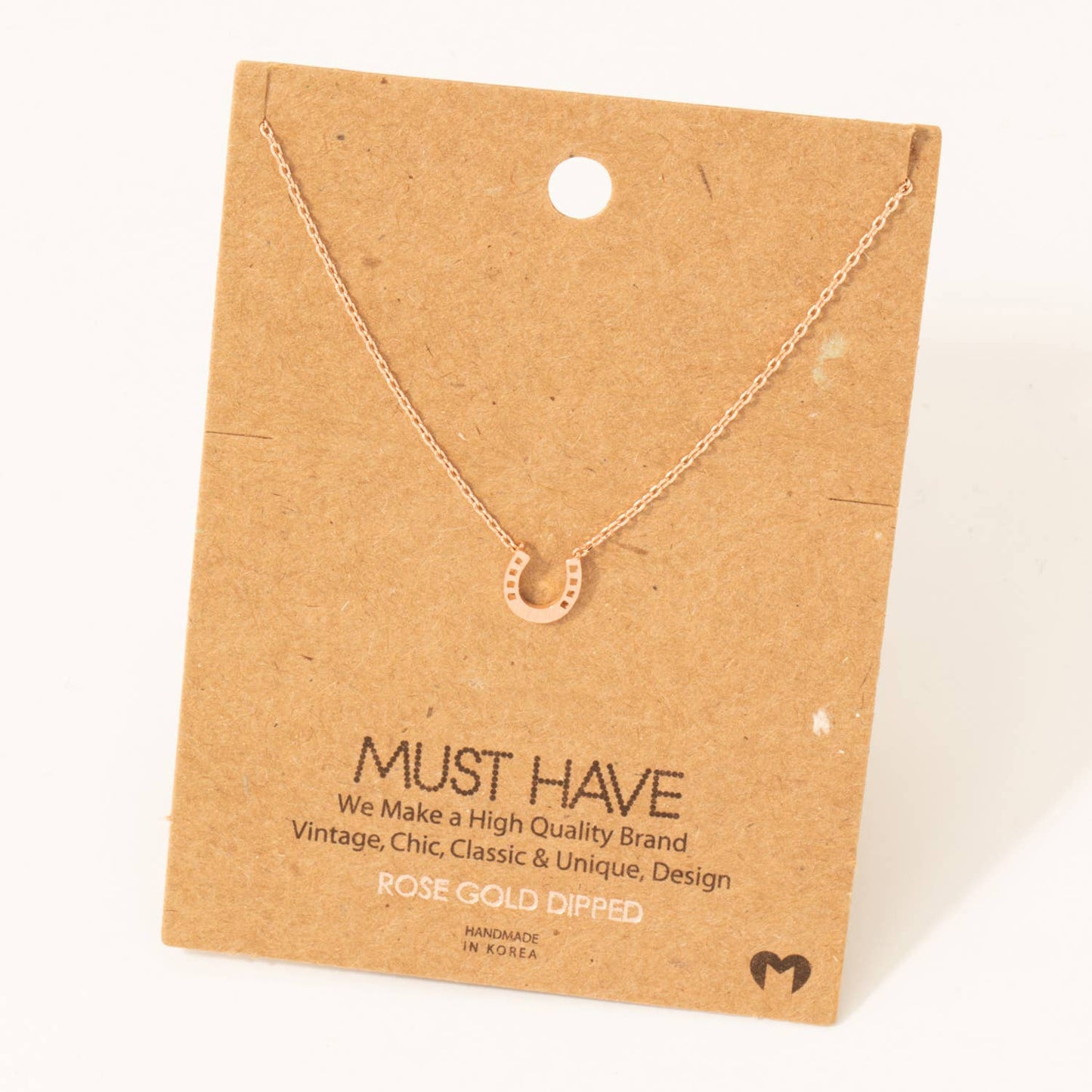 Mini Horseshoe Pendant Necklace: Silver
