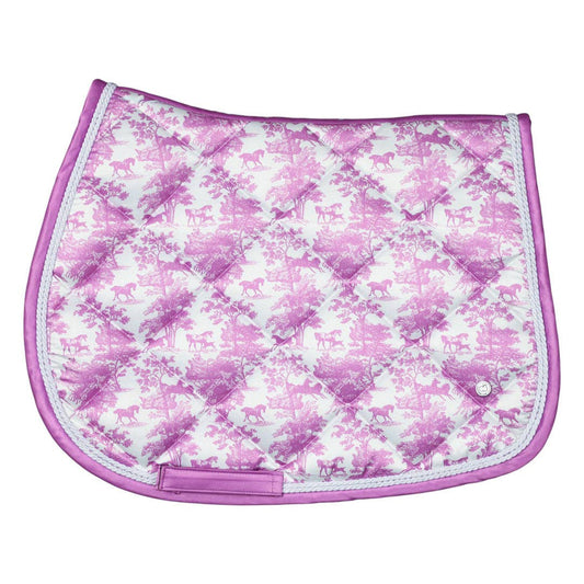 Dapplebay Equestrian Toile Jump Saddle Pad-Rose/White