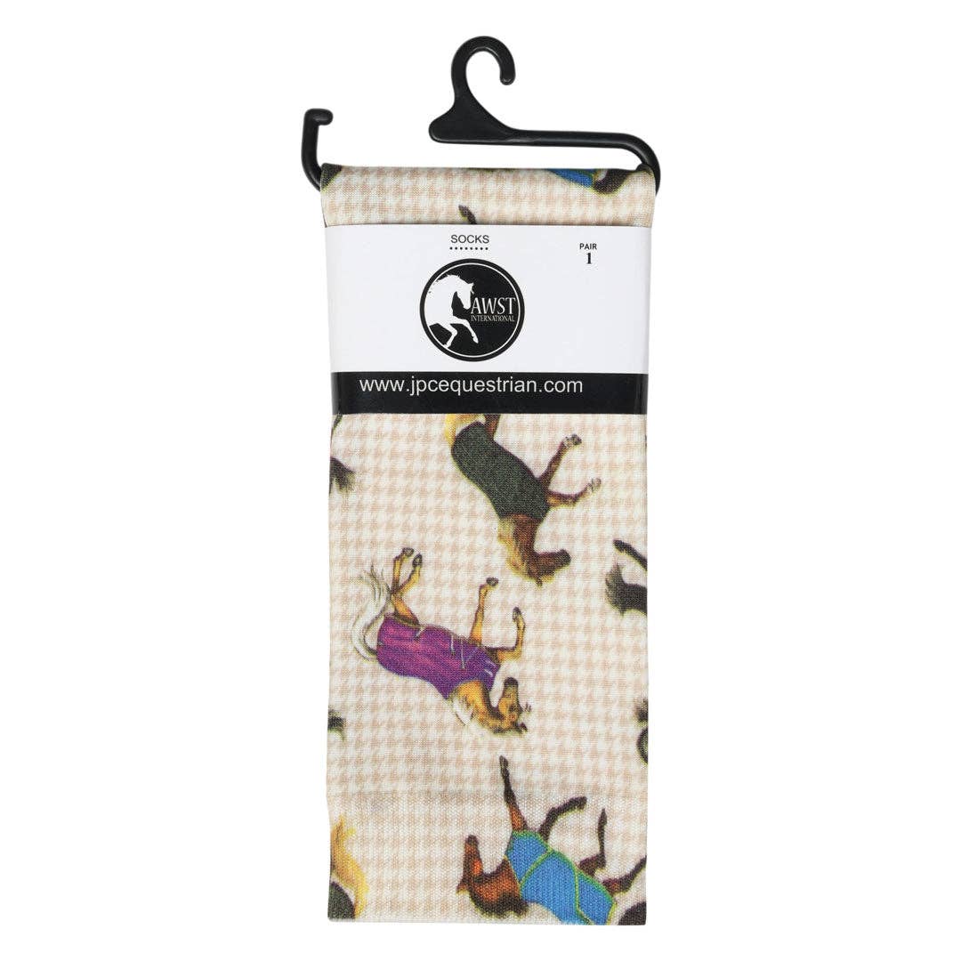 AWST Int'l Lila Horses in Blankets Equestrian Boot Socks