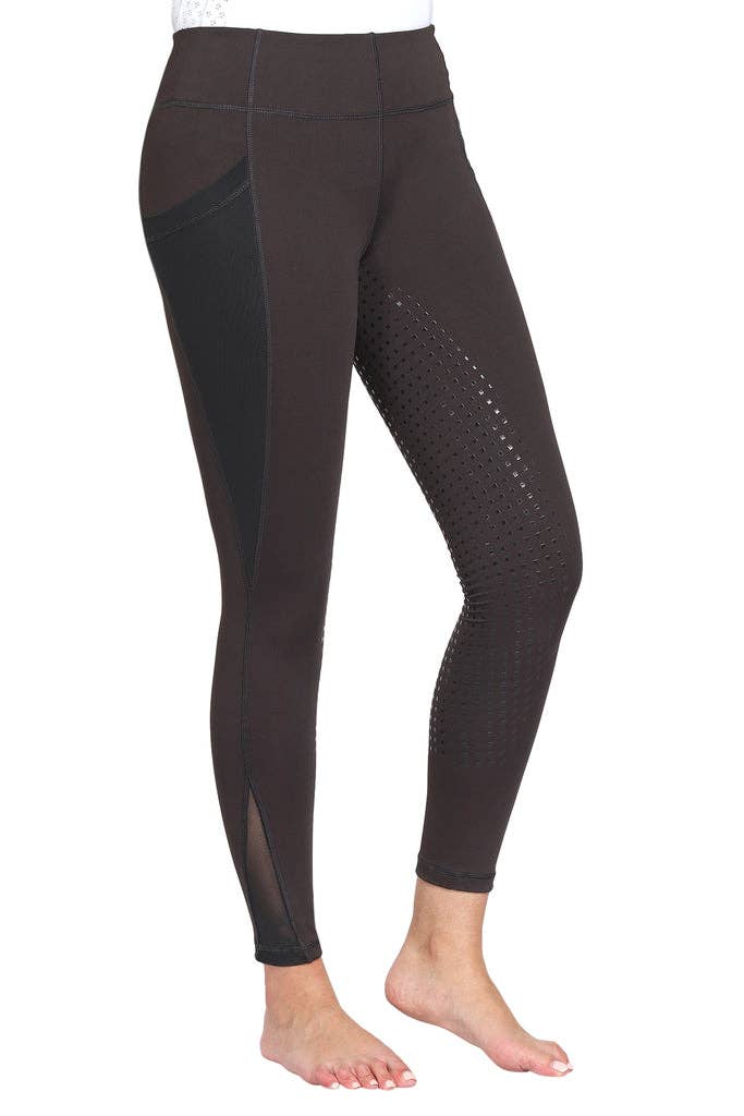 TuffRider Ladies Minerva EquiCool Full Seat Tights: Charcoal