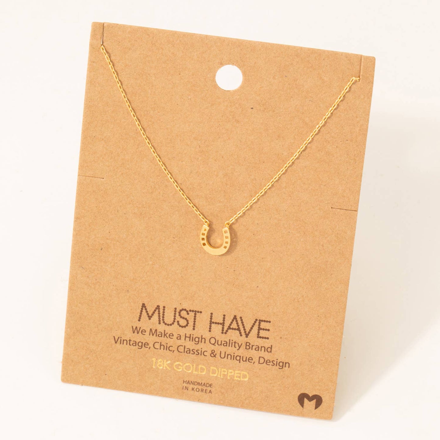 Mini Horseshoe Pendant Necklace: Silver