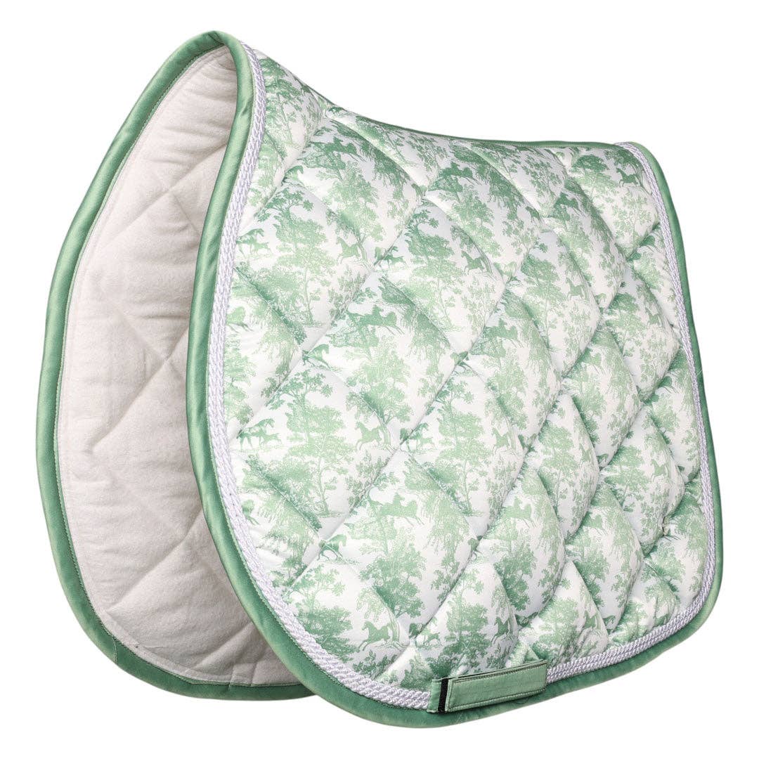 Dapplebay Equestrian Toile Jump Saddle Pad-Green/White: Full
