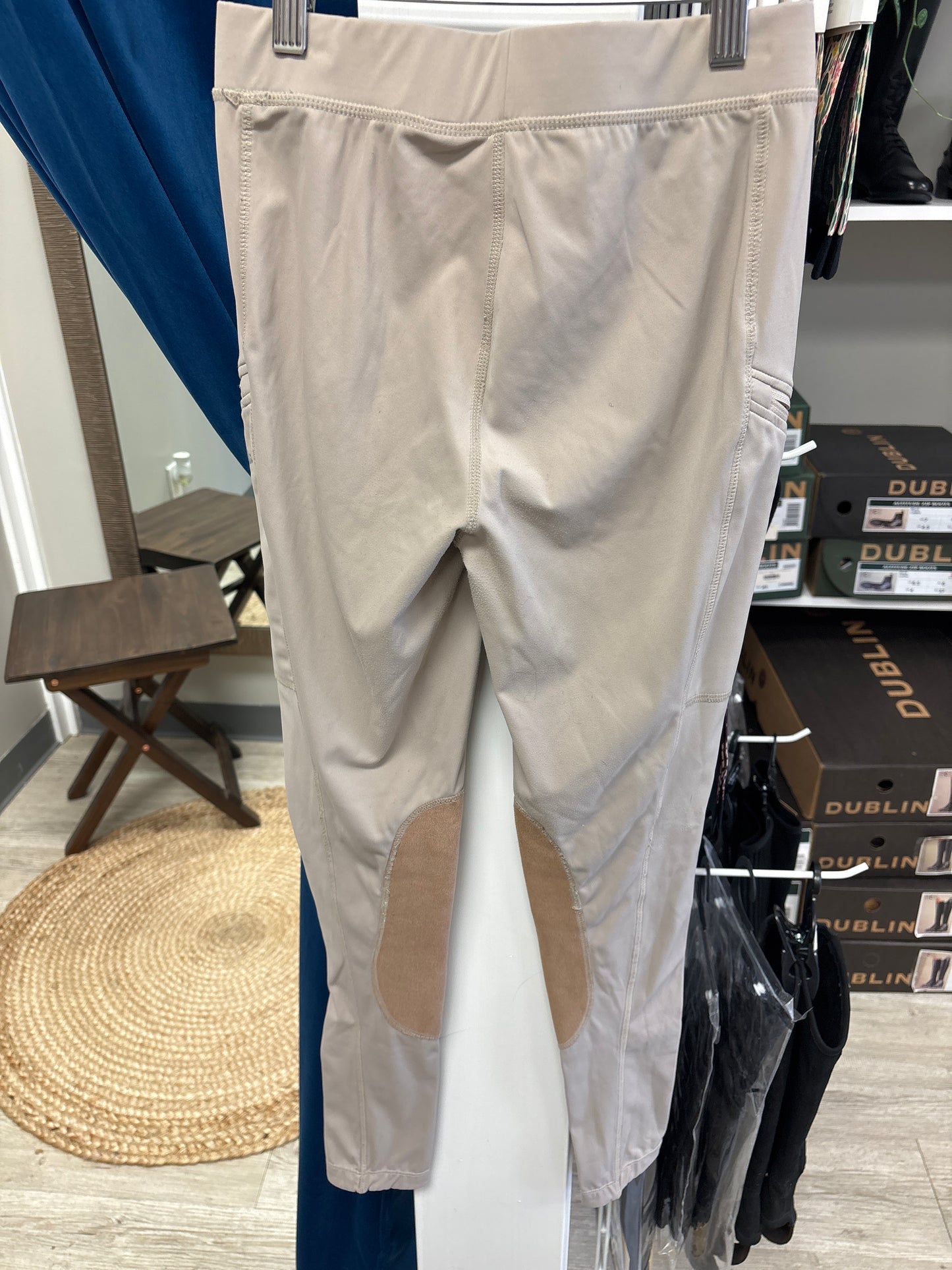 Kids Tan Knee Patch Riding Tights - Large